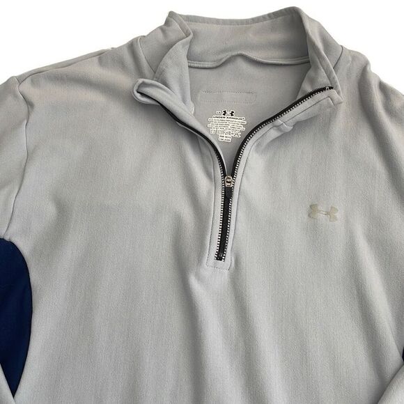 Under Armour 1/2 Zip Mock Turtle Long Sleeve Light Dry-Fit Sweatshirt Gray Blue - Picture 4 of 8